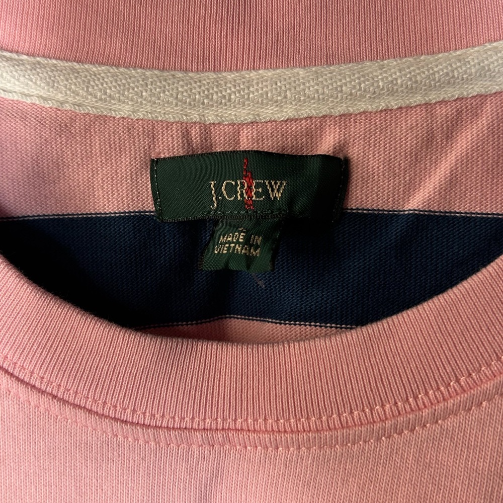 J. Crew Pink and Navy Crew Neck Shirt SIZE LARGE - Picture 3 of 8